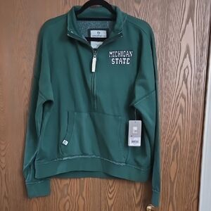Champion Forest Green Zip Up Sweater with Quarter-Zip Design